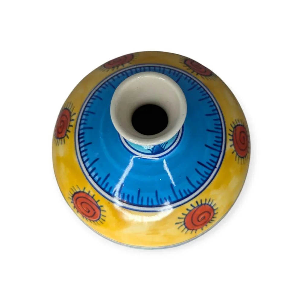 Ceramic Bulb Vase Colorful Decorative Vase 9.5